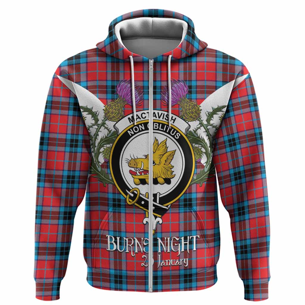 MacTavish (McTavish) Tartan Family Crest Hoodie Scottish Burns Night Thistle Floral