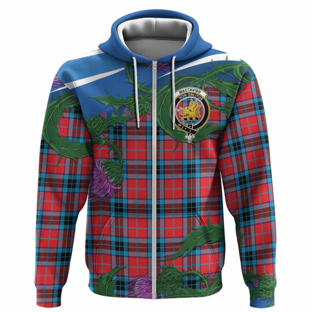 MacTavish (McTavish) Tartan Family Crest Hoodie Thistle in Minimalism