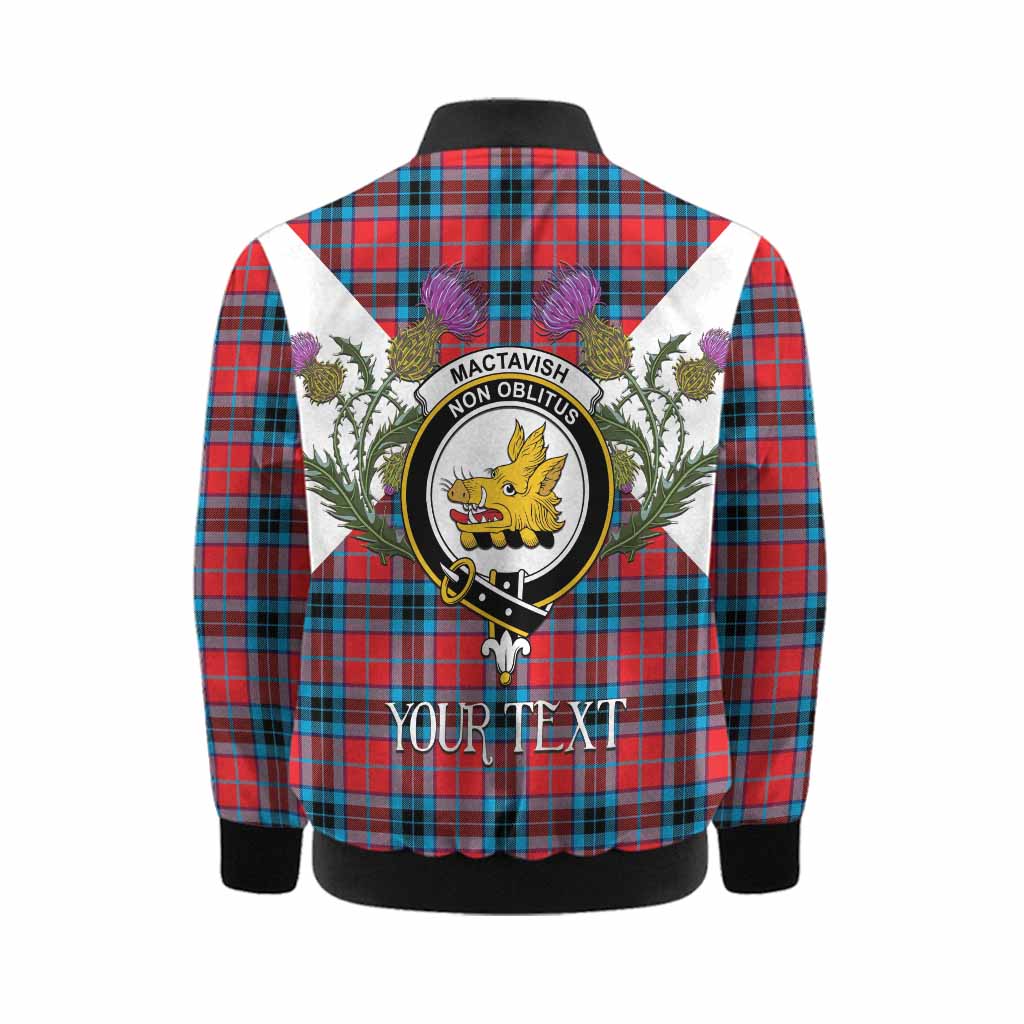 MacTavish (McTavish) Tartan Family Crest Kid Bomber Jacket Scottish Burns Night Thistle Floral