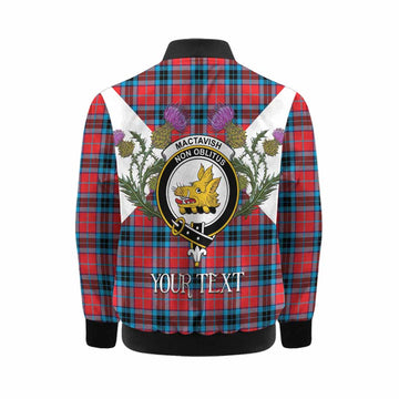MacTavish (McTavish) Tartan Family Crest Kid Bomber Jacket Scottish Burns Night Thistle Floral