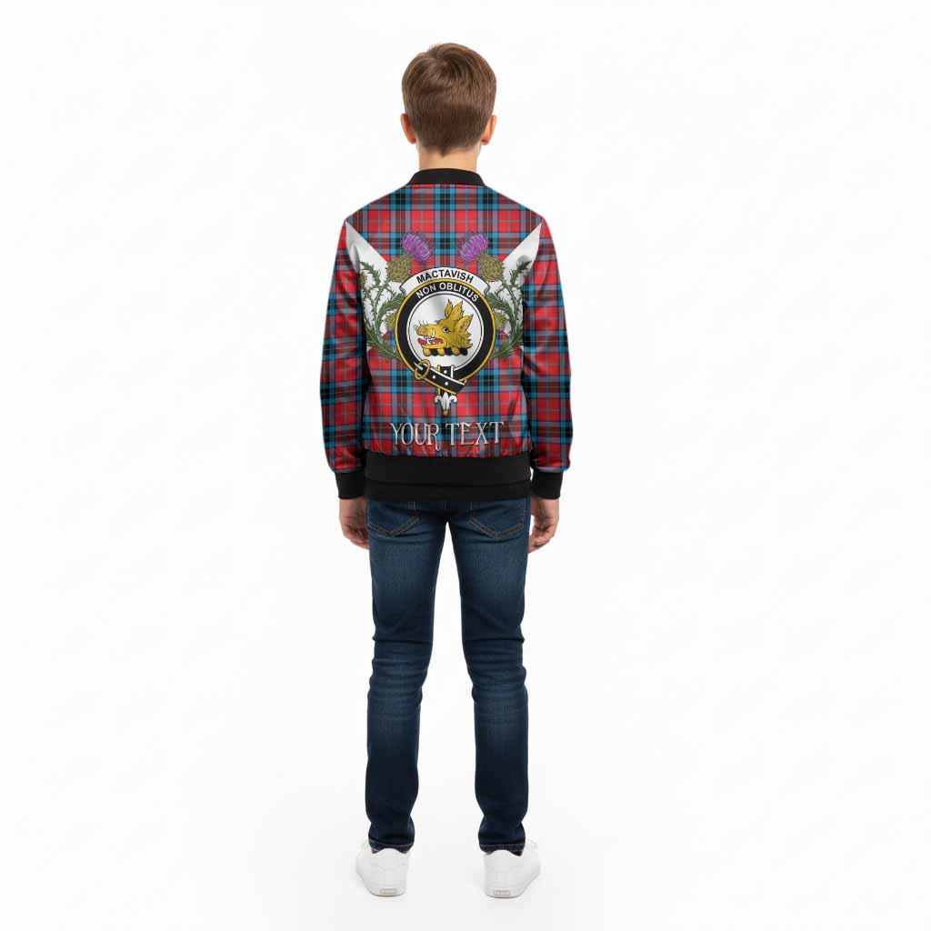 MacTavish (McTavish) Tartan Family Crest Kid Bomber Jacket Scottish Burns Night Thistle Floral
