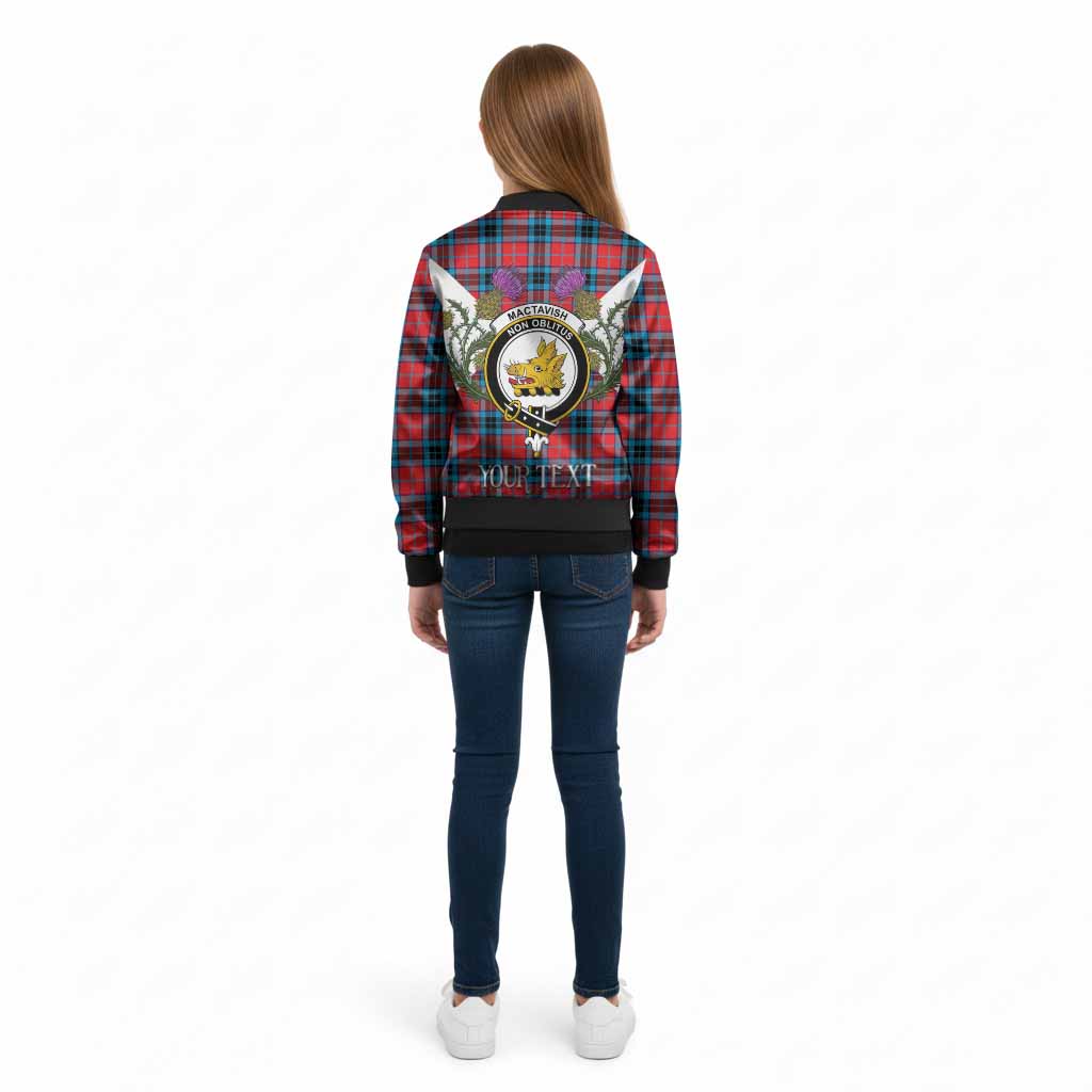 MacTavish (McTavish) Tartan Family Crest Kid Bomber Jacket Scottish Burns Night Thistle Floral