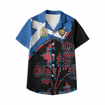 MacTavish (McTavish) Tartan Family Crest Kid Hawaiian Shirt Scotland Thistle Floral Flag Style