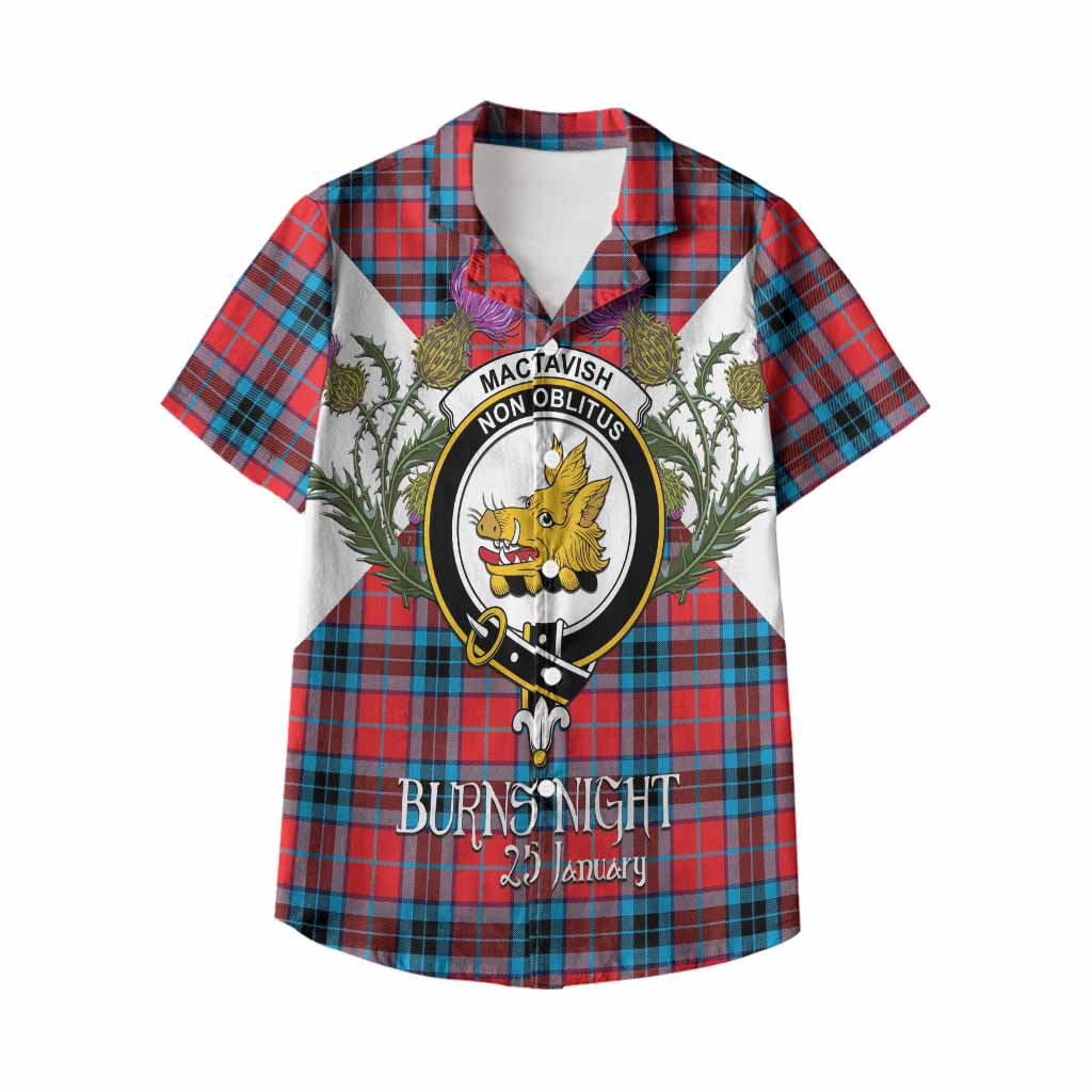 MacTavish (McTavish) Tartan Family Crest Kid Hawaiian Shirt Scottish Burns Night Thistle Floral