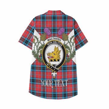 MacTavish (McTavish) Tartan Family Crest Kid Hawaiian Shirt Scottish Burns Night Thistle Floral