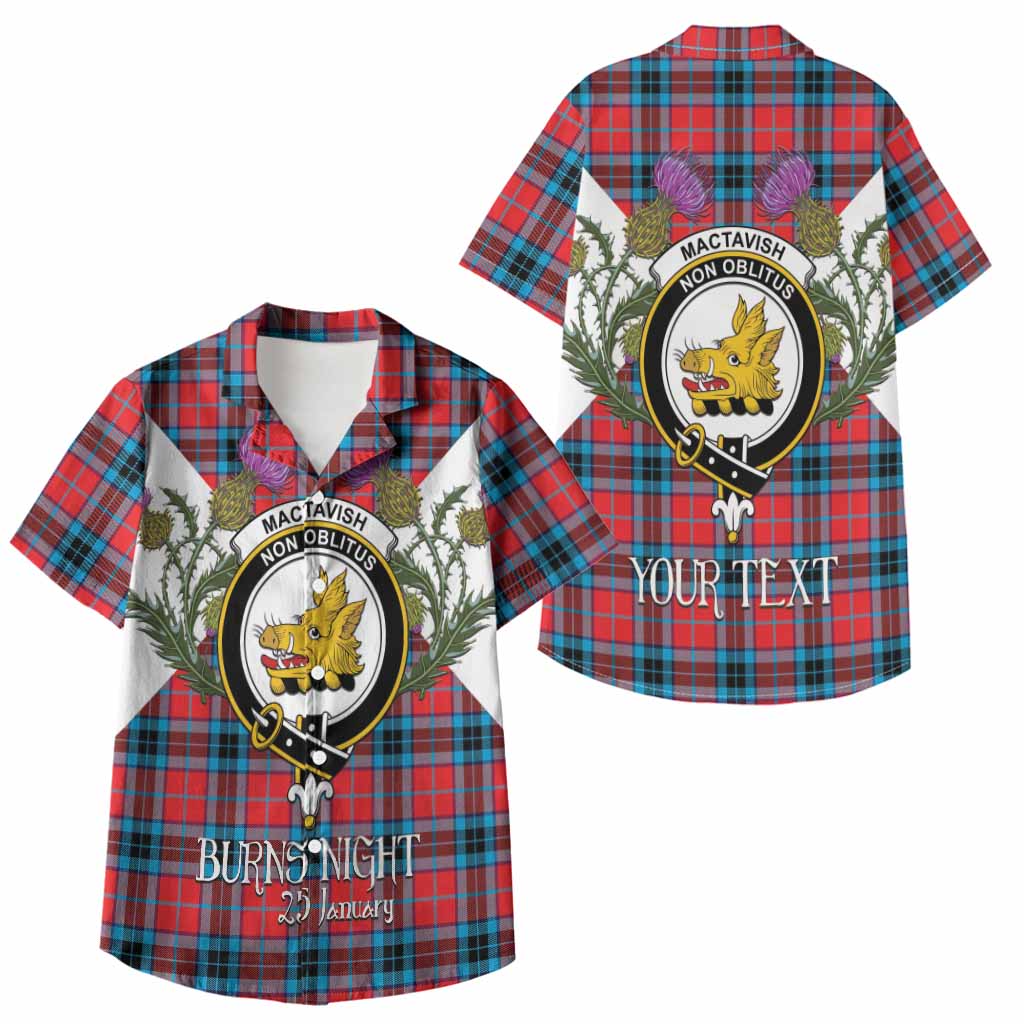 MacTavish (McTavish) Tartan Family Crest Kid Hawaiian Shirt Scottish Burns Night Thistle Floral