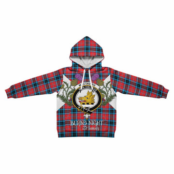 MacTavish (McTavish) Tartan Family Crest Kid Hoodie Scottish Burns Night Thistle Floral