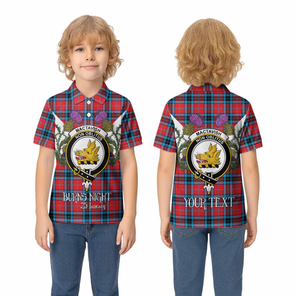 MacTavish (McTavish) Tartan Family Crest Kid Polo Shirt Scottish Burns Night Thistle Floral