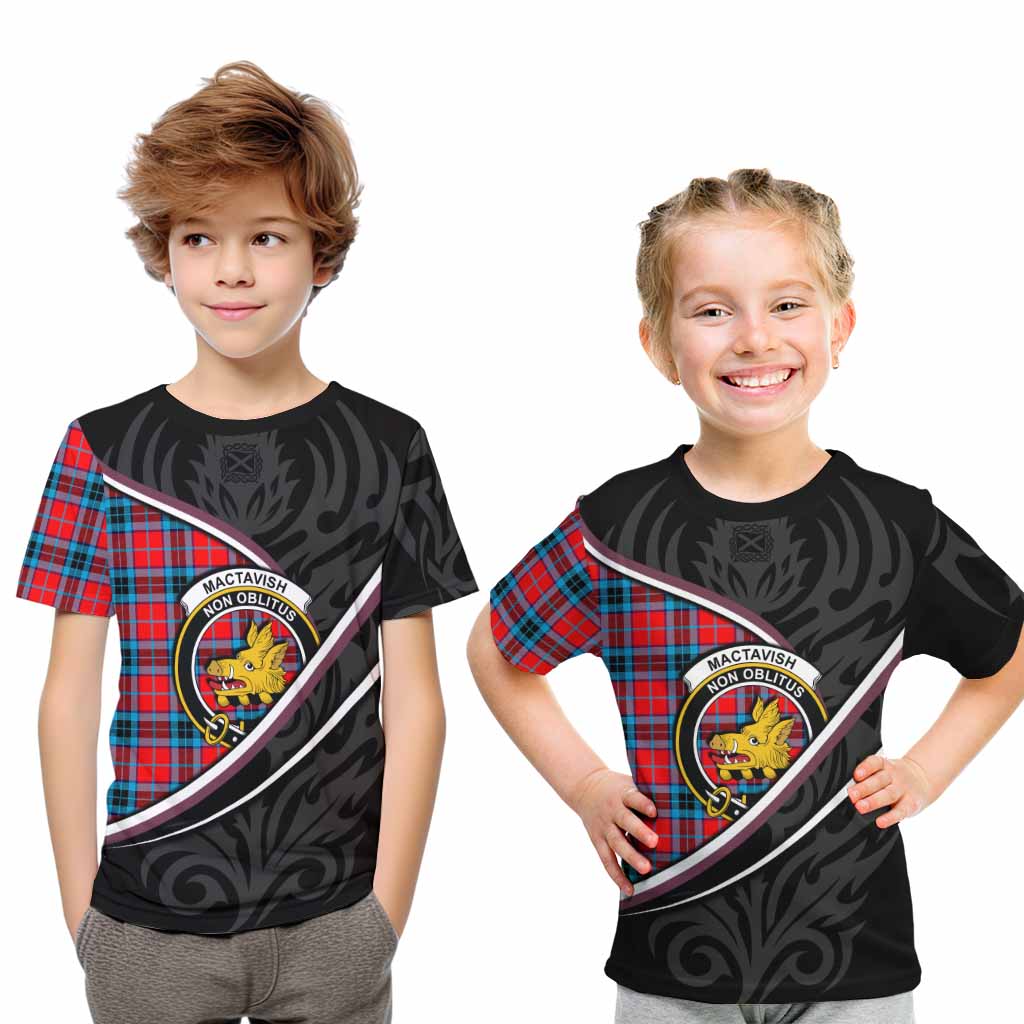 MacTavish (McTavish) Tartan Family Crest Kid T-shirt Celtic Scottish Thistle Floral - Tartan Vibes Clothing