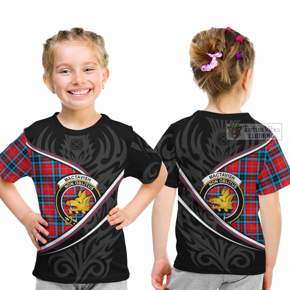 MacTavish (McTavish) Tartan Family Crest Kid T-shirt Celtic Scottish Thistle Floral - Tartan Vibes Clothing