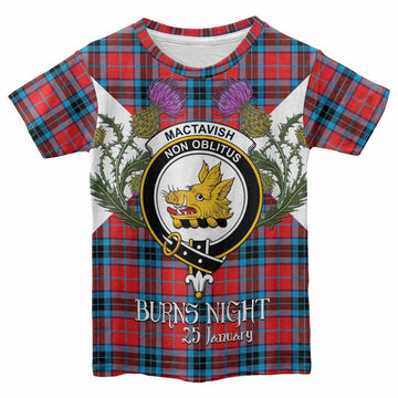 MacTavish (McTavish) Tartan Family Crest Kid T-shirt Scottish Burns Night Thistle Floral