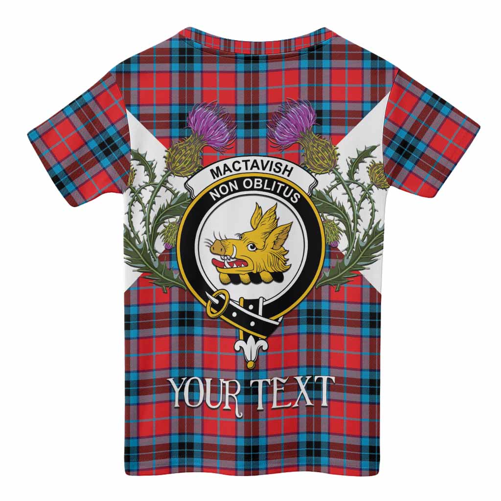 MacTavish (McTavish) Tartan Family Crest Kid T-shirt Scottish Burns Night Thistle Floral