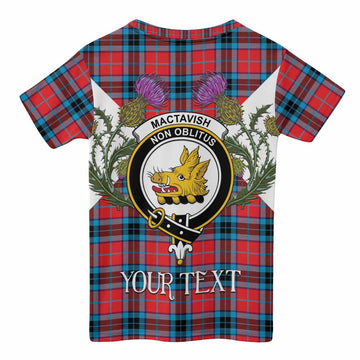 MacTavish (McTavish) Tartan Family Crest Kid T-shirt Scottish Burns Night Thistle Floral