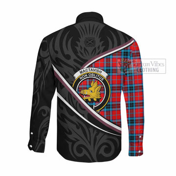 MacTavish (McTavish) Tartan Family Crest Long Sleeve Button Shirts Celtic Scottish Thistle Floral