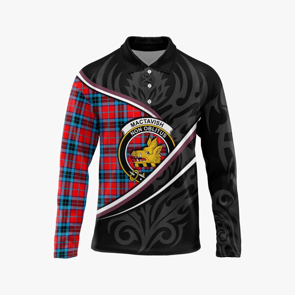 MacTavish (McTavish) Tartan Family Crest Long Sleeve Polo Shirt Celtic Scottish Thistle Floral - Tartan Vibes Clothing