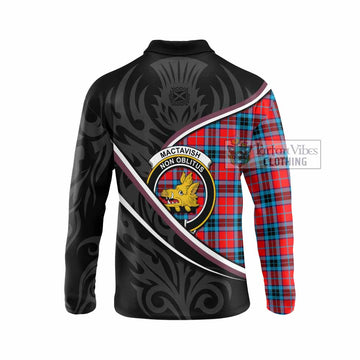 MacTavish (McTavish) Tartan Family Crest Long Sleeve Polo Shirt Celtic Scottish Thistle Floral