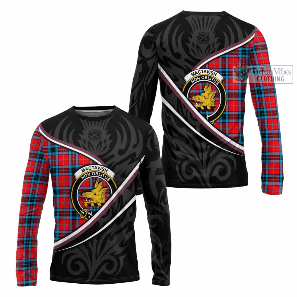 MacTavish (McTavish) Tartan Family Crest Long Sleeve T-Shirt Celtic Scottish Thistle Floral - Tartan Vibes Clothing