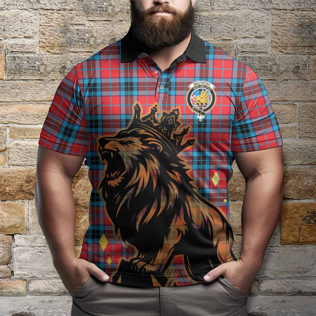 MacTavish (McTavish) Tartan Family Crest Polo Shirt Crowned Lion Roaring