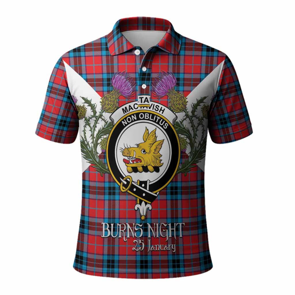 MacTavish (McTavish) Tartan Family Crest Polo Shirt Scottish Burns Night Thistle Floral