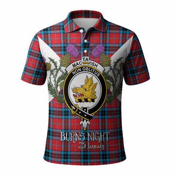 MacTavish (McTavish) Tartan Family Crest Polo Shirt Scottish Burns Night Thistle Floral