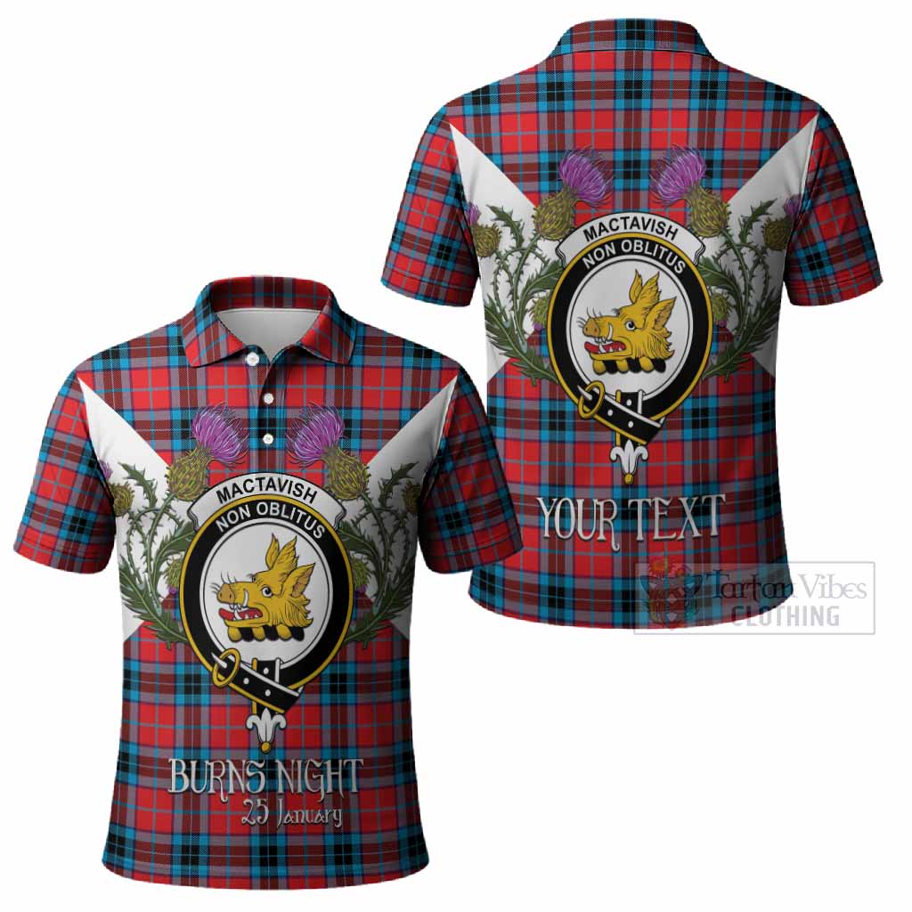 MacTavish (McTavish) Tartan Family Crest Polo Shirt Scottish Burns Night Thistle Floral