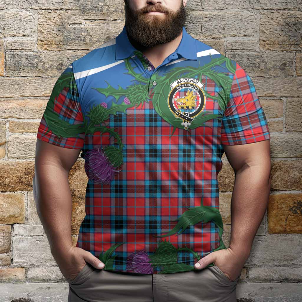 MacTavish (McTavish) Tartan Family Crest Polo Shirt Thistle in Minimalism