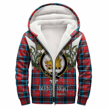 MacTavish (McTavish) Tartan Family Crest Sherpa Hoodie Scottish Burns Night Thistle Floral