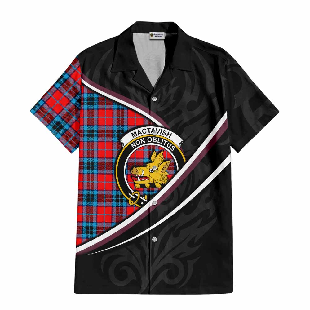 MacTavish (McTavish) Tartan Family Crest Short Sleeve Button Shirt Celtic Scottish Thistle Floral - Tartan Vibes Clothing
