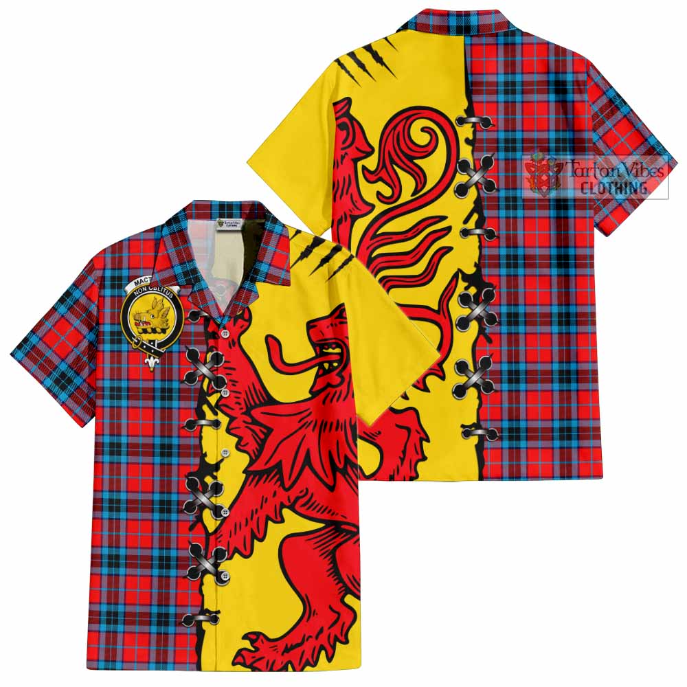 MacTavish (McTavish) Tartan Family Crest Short Sleeve Button Shirt Lion Rampant Honor - Tartan Vibes Clothing