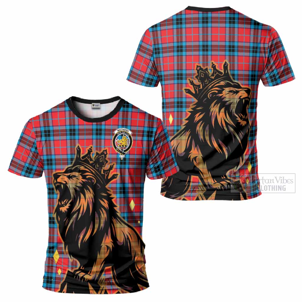 MacTavish (McTavish) Tartan Family Crest T-Shirt Crowned Lion Roaring