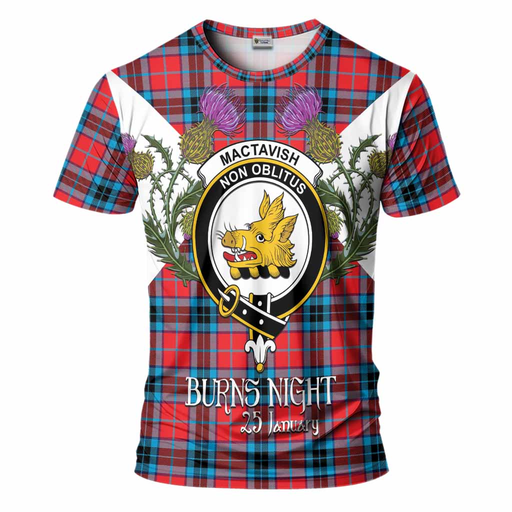 MacTavish (McTavish) Tartan Family Crest T-Shirt Scottish Burns Night Thistle Floral