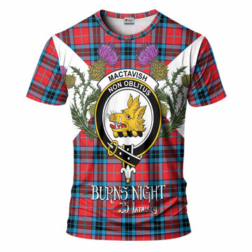 MacTavish (McTavish) Tartan Family Crest T-Shirt Scottish Burns Night Thistle Floral