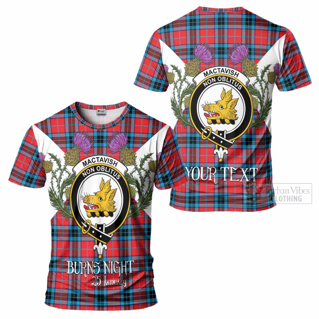 MacTavish (McTavish) Tartan Family Crest T-Shirt Scottish Burns Night Thistle Floral