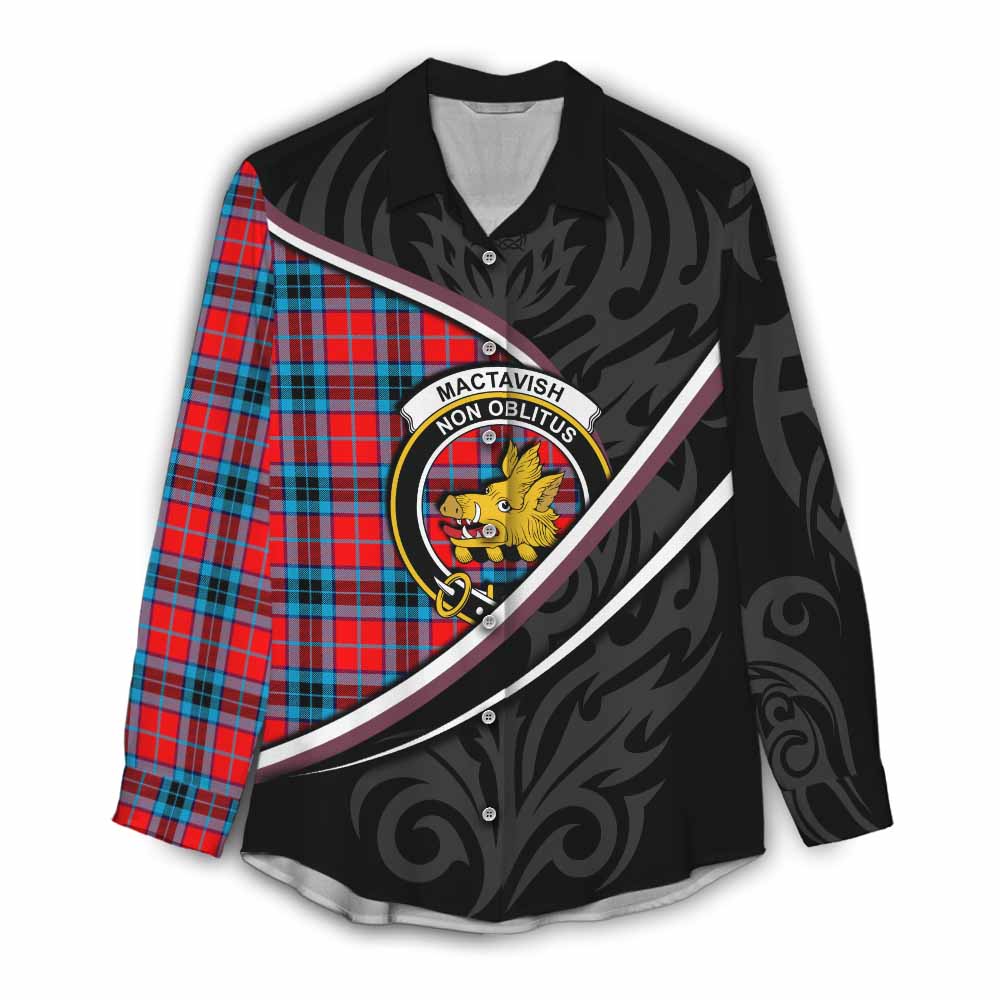 MacTavish (McTavish) Tartan Family Crest Women Casual Shirt Celtic Scottish Thistle Floral - Tartan Vibes Clothing