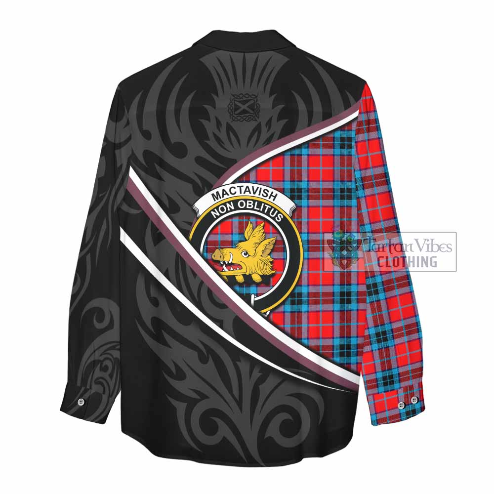 MacTavish (McTavish) Tartan Family Crest Women Casual Shirt Celtic Scottish Thistle Floral - Tartan Vibes Clothing