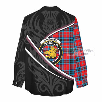 MacTavish (McTavish) Tartan Family Crest Women Casual Shirt Celtic Scottish Thistle Floral