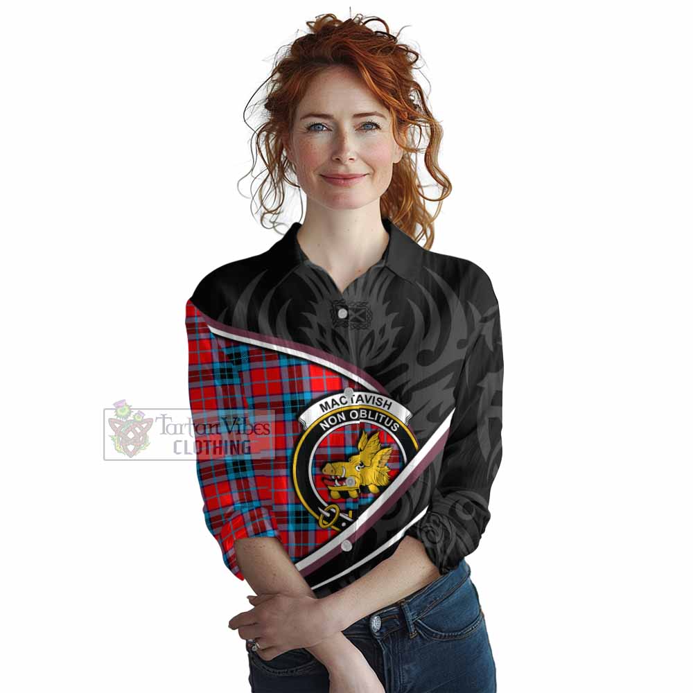 MacTavish (McTavish) Tartan Family Crest Women Casual Shirt Celtic Scottish Thistle Floral - Tartan Vibes Clothing