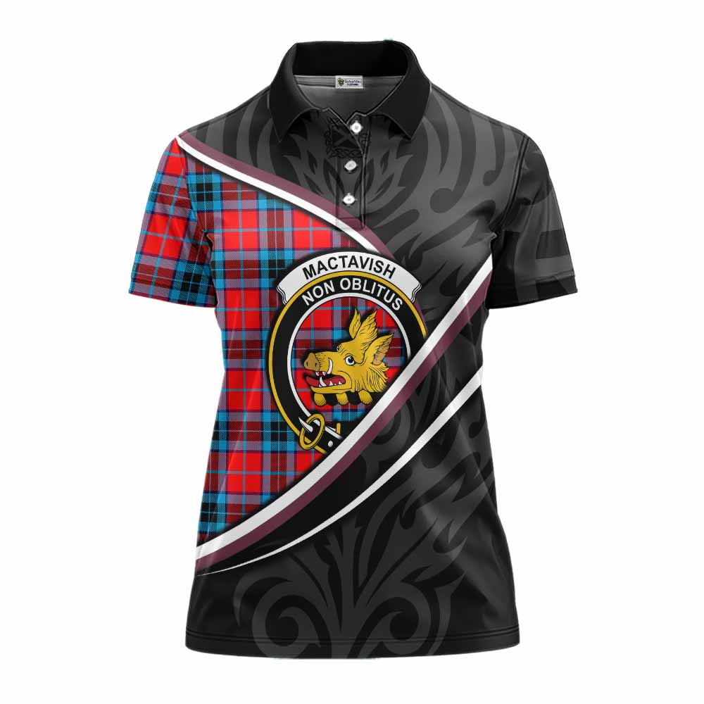 MacTavish (McTavish) Tartan Family Crest Women's Polo Shirt Celtic Scottish Thistle Floral - Tartan Vibes Clothing