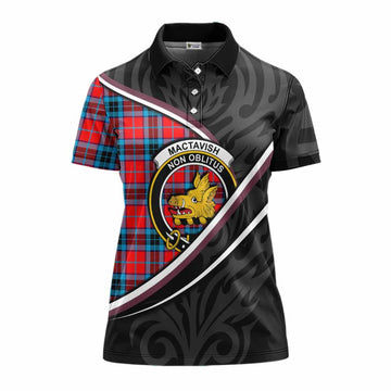 MacTavish (McTavish) Tartan Family Crest Women's Polo Shirt Celtic Scottish Thistle Floral