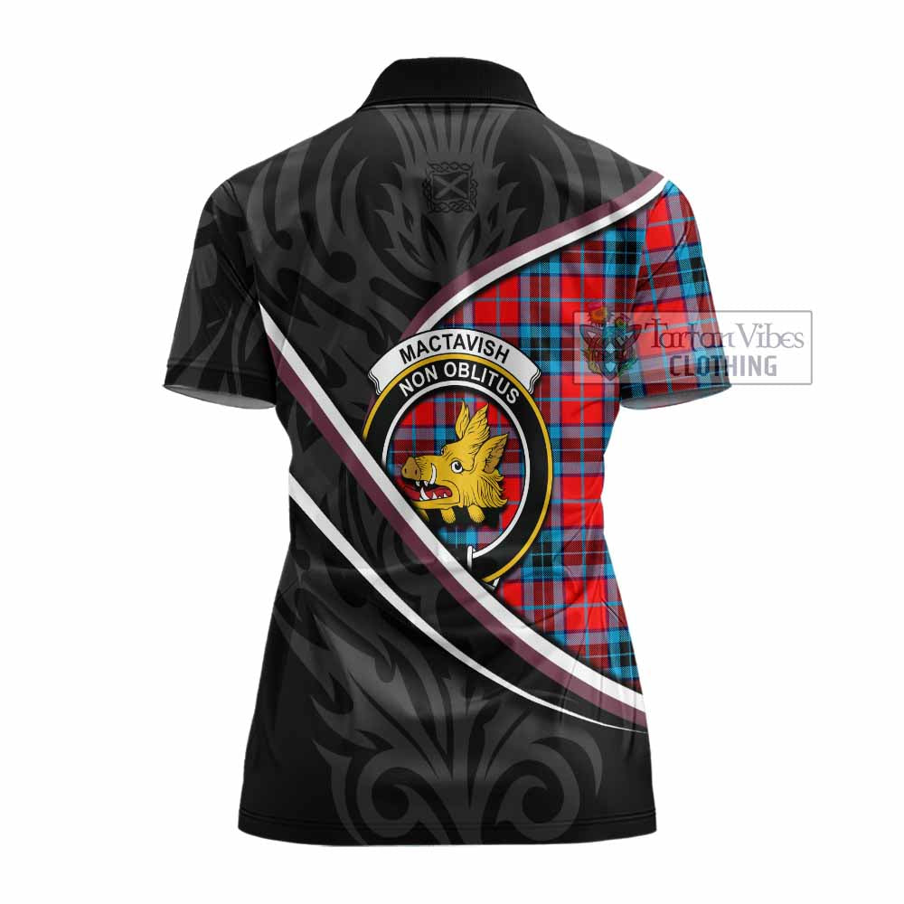 MacTavish (McTavish) Tartan Family Crest Women's Polo Shirt Celtic Scottish Thistle Floral - Tartan Vibes Clothing