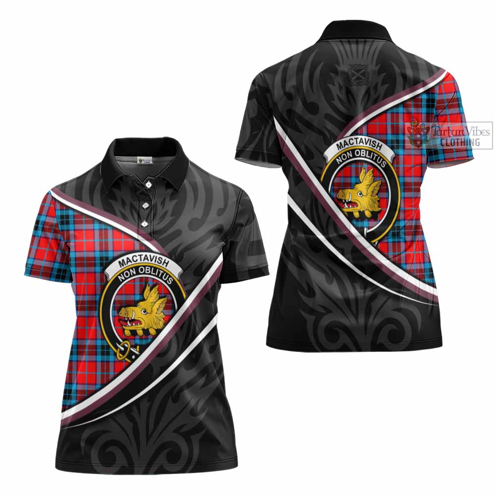 MacTavish (McTavish) Tartan Family Crest Women's Polo Shirt Celtic Scottish Thistle Floral - Tartan Vibes Clothing