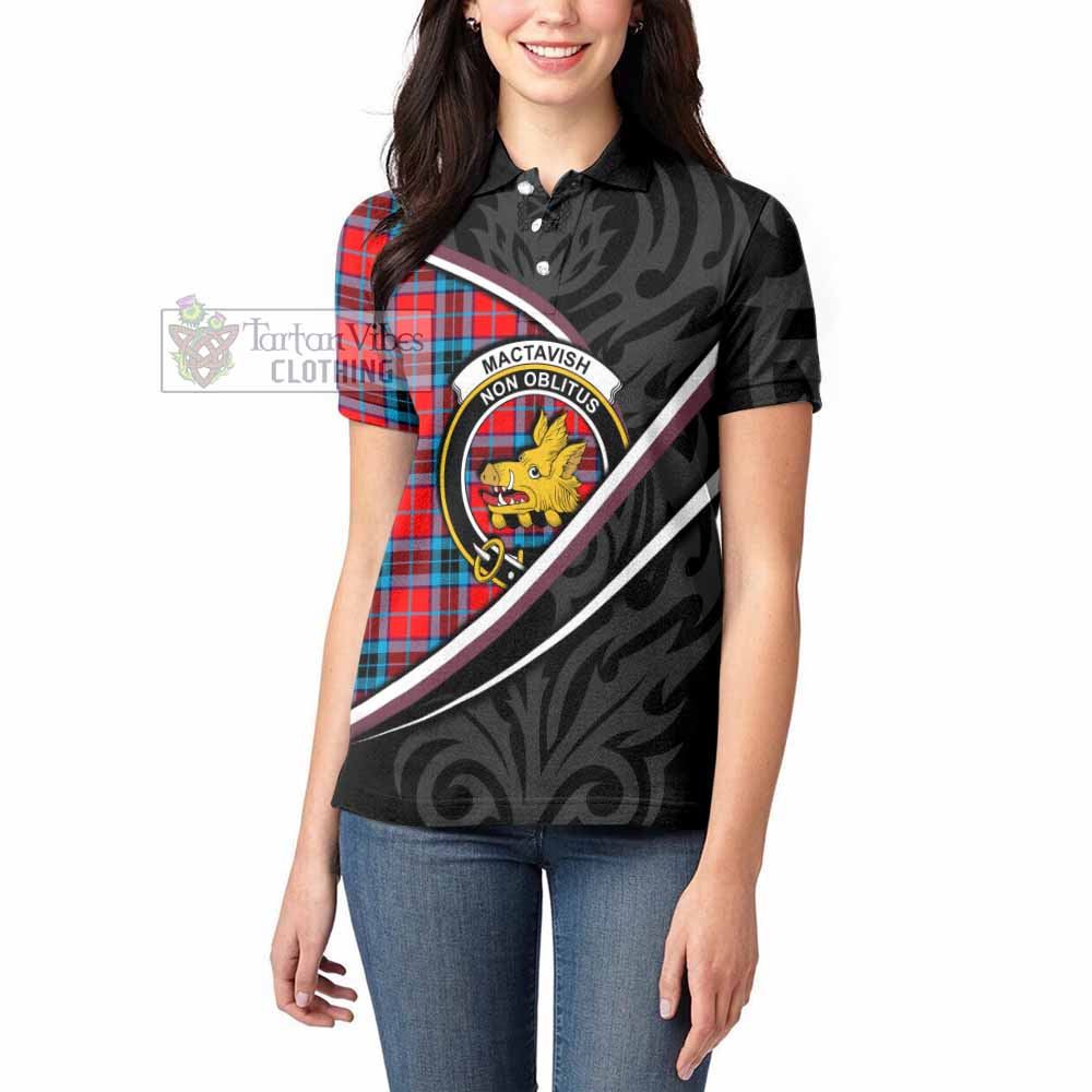 MacTavish (McTavish) Tartan Family Crest Women's Polo Shirt Celtic Scottish Thistle Floral - Tartan Vibes Clothing