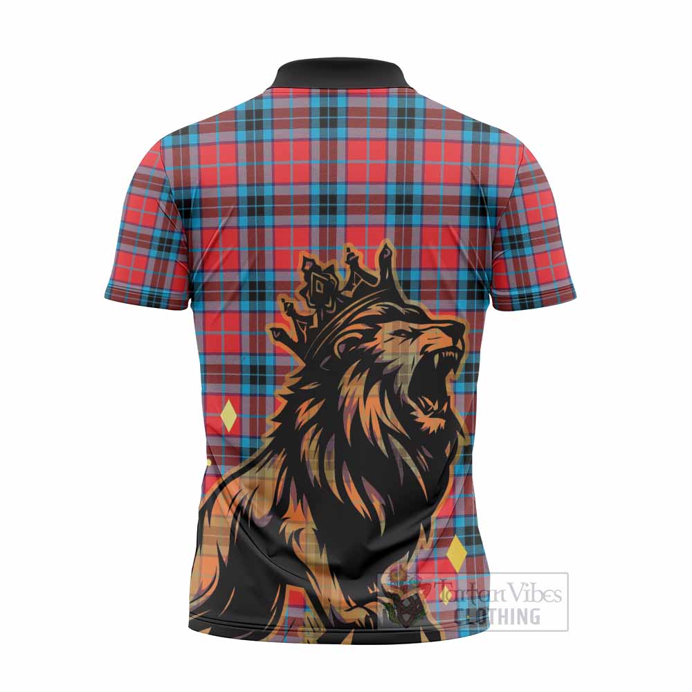 MacTavish (McTavish) Tartan Family Crest Zipper Polo Shirt Crowned Lion Roaring