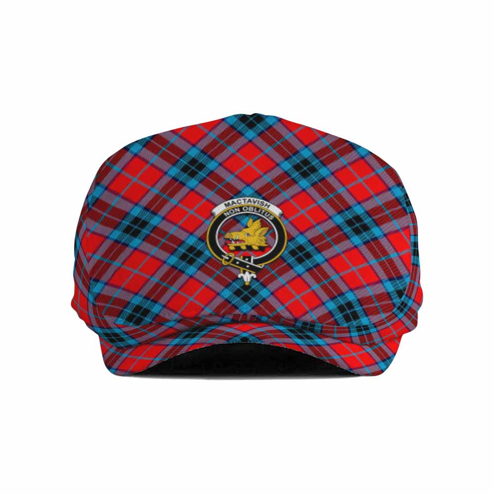 MacTavish (McTavish) Tartan Flat Cap, Jeff Cap Cross Style with Family Crest - Tartan Vibes Clothing