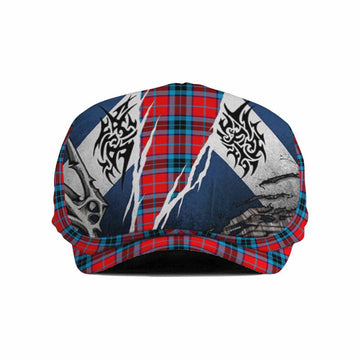 MacTavish (McTavish) Tartan Flat Cap, Jeff Cap Scotland Flag Ripped Tribal Design