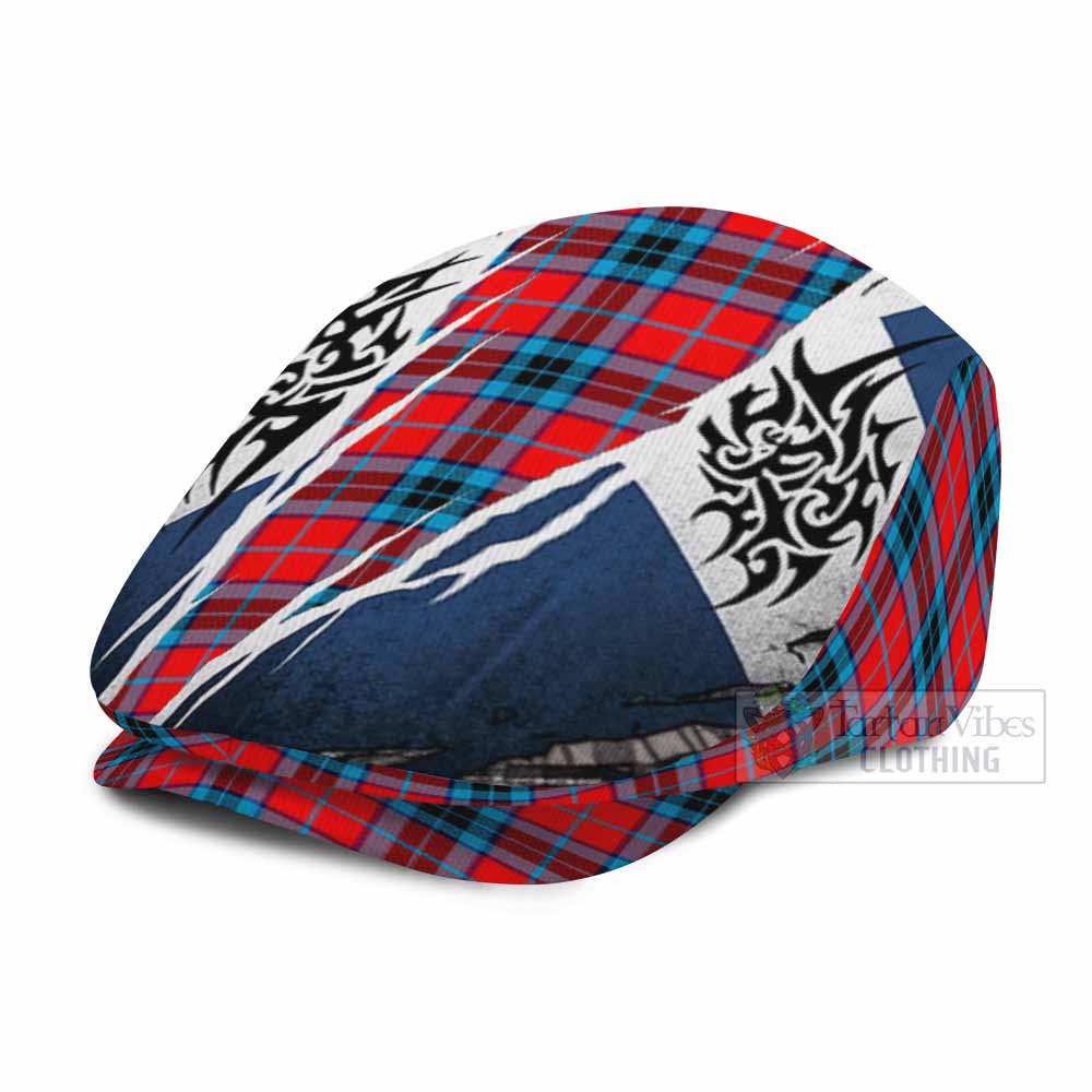 MacTavish (McTavish) Tartan Flat Cap, Jeff Cap Scotland Flag Ripped Tribal Design