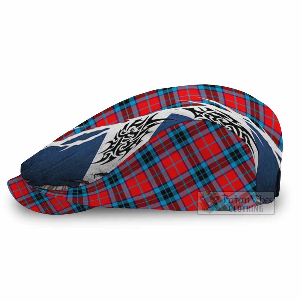 MacTavish (McTavish) Tartan Flat Cap, Jeff Cap Scotland Flag Ripped Tribal Design