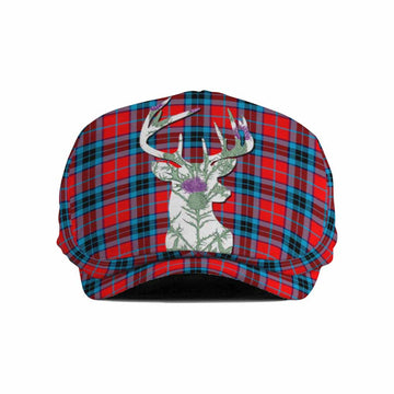 MacTavish (McTavish) Tartan Flat Cap, Jeff Cap Scottish Stag Thistle Floral Art