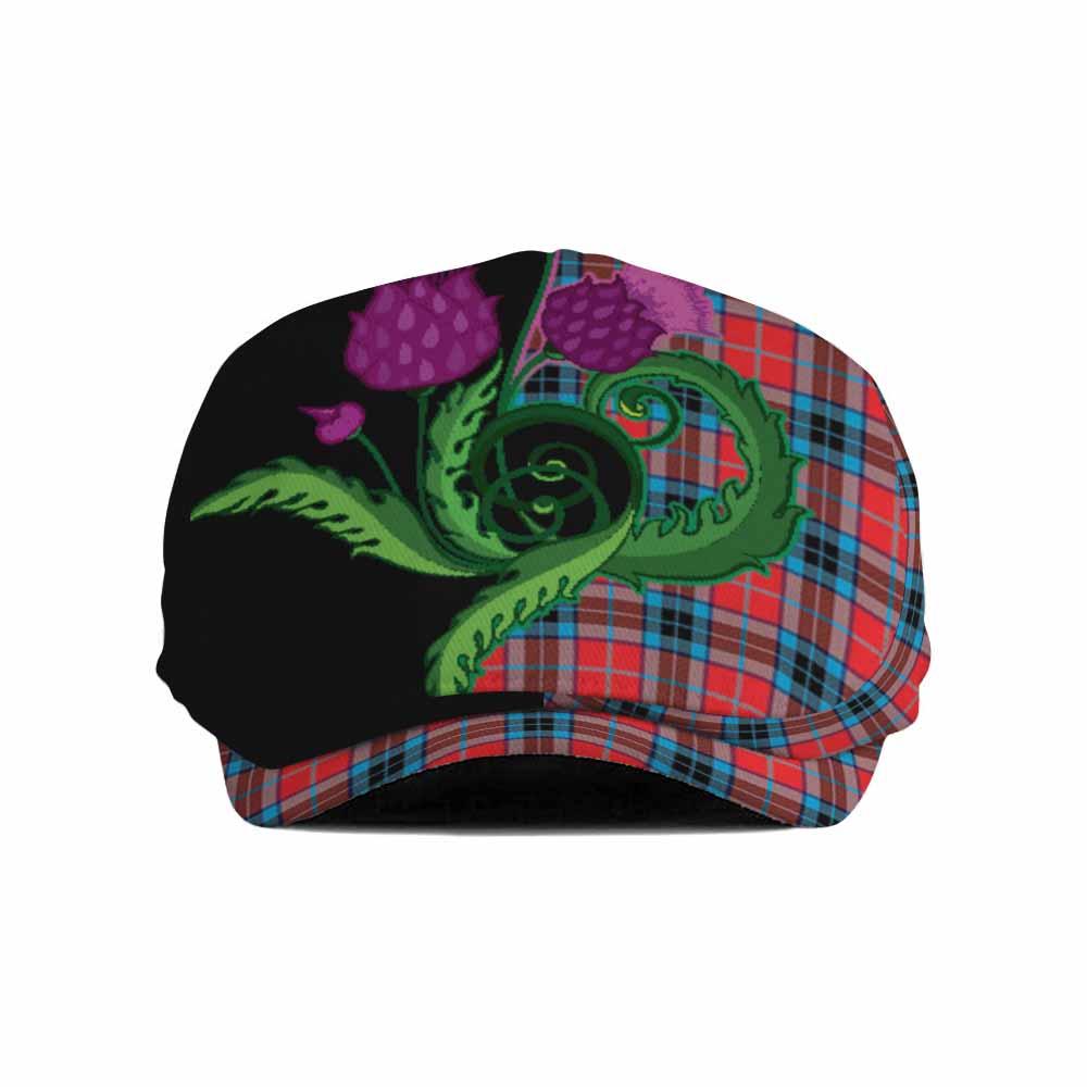 MacTavish (McTavish) Tartan Flat Cap, Jeff Cap Traditional Scottish Thistle