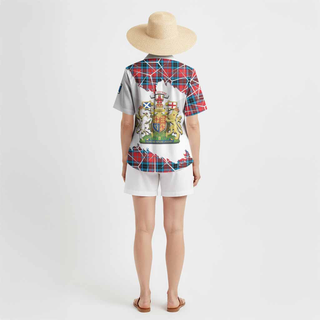 MacTavish (McTavish) Tartan Hawaiian Shirt with Family Crest and Lion Rampant Grunge Style